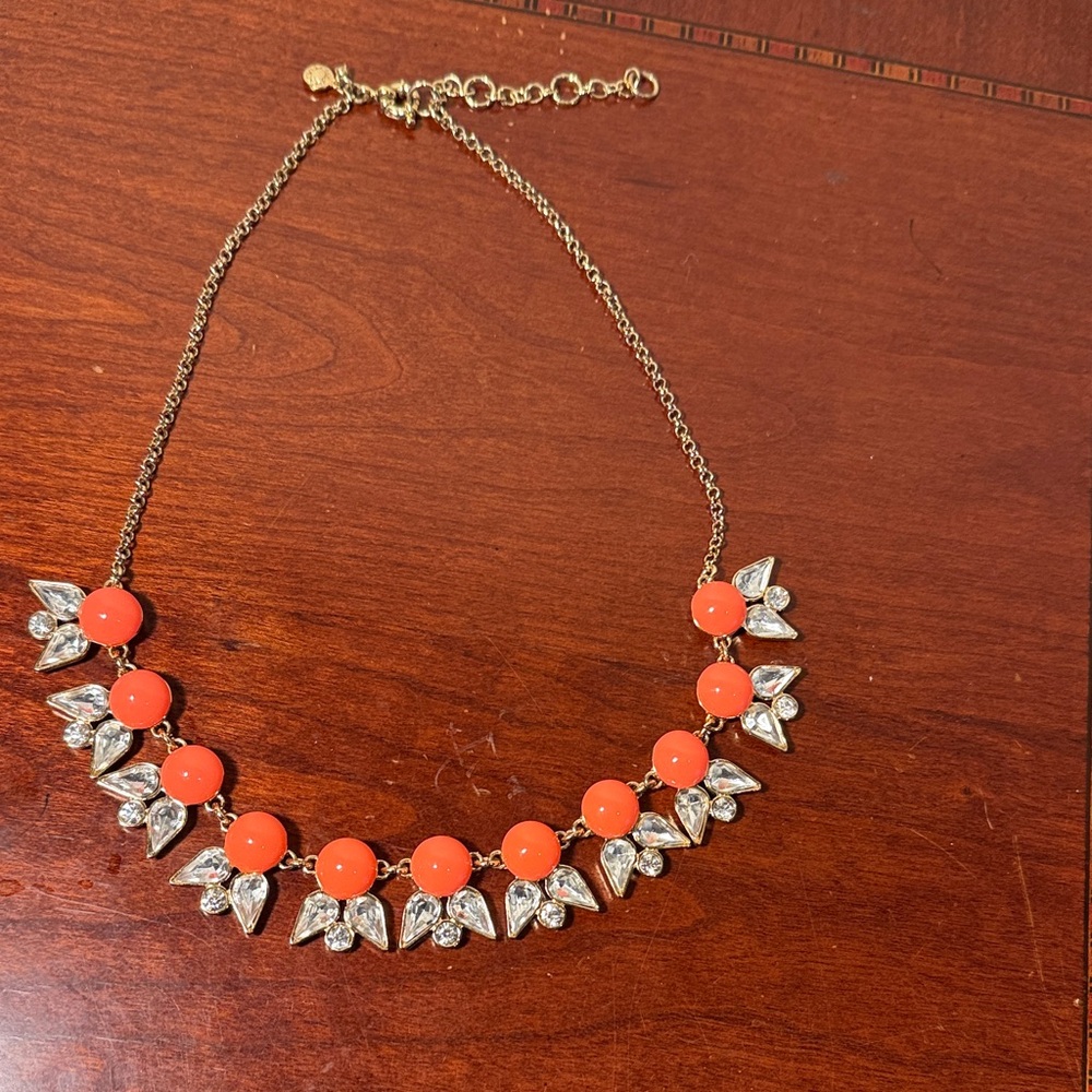 J. Crew Vibrant Orange and Silver Necklace